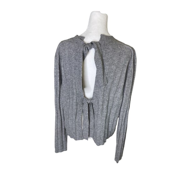 Derek Lam 10 Crosby Sweater Open Tie Back Bow Gray Ribbed Size small EUC - Picture 1 of 12